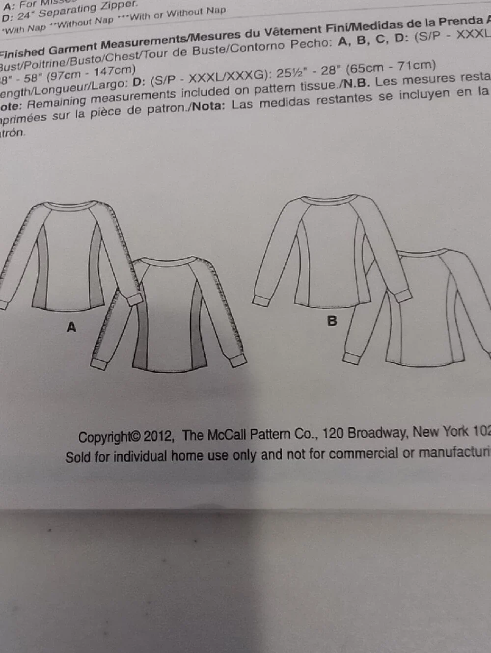 McCALL'S Uncut Unisex Hoodie /Sweatshirt Sewing Pattern, Sz Small - Med. - Large